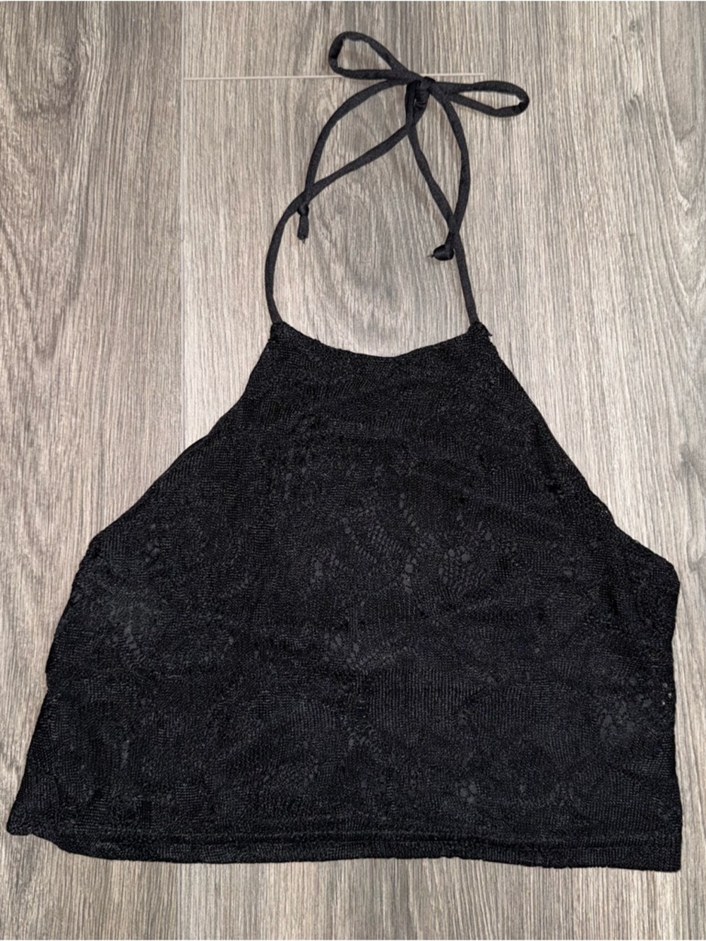 Y2K 2000s Black Halter Crop Top Size Large Lace Backless Sexy Clubwear It Girl
